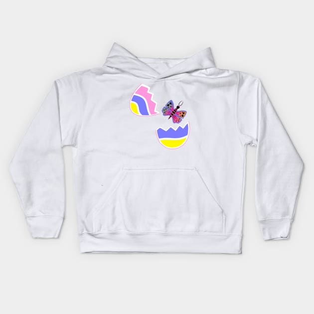 HAPPY Easter  Egg Butterfly - Easter Egg Art Kids Hoodie by SartorisArt1